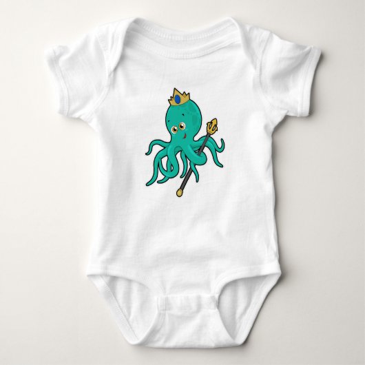 Octopus als Koning met Trident Romper (Voorkant)