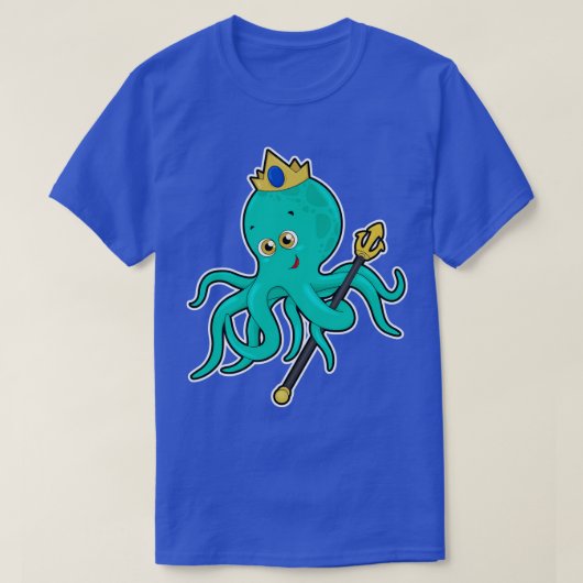 Octopus als Koning met Trident T-shirt (Design voorkant)