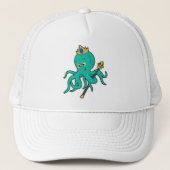 Octopus als Koning met Trident Trucker Pet (Voorkant)