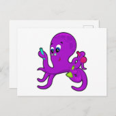 Octopus als leraar met laboratoriumuitrusting briefkaart (Voorkant / Achterkant)
