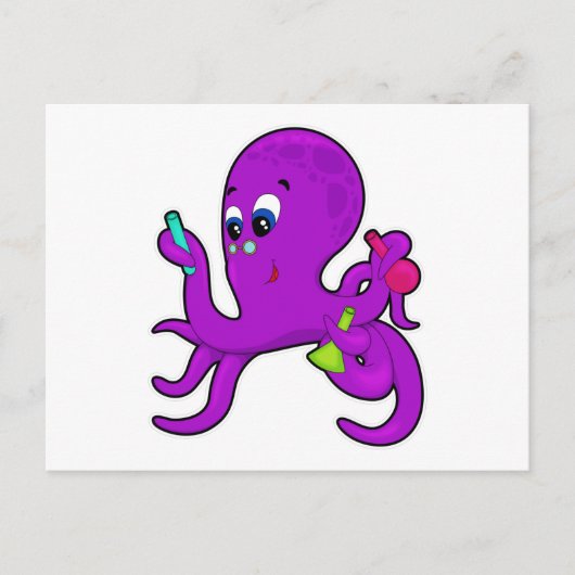 Octopus als leraar met laboratoriumuitrusting briefkaart (Voorkant)
