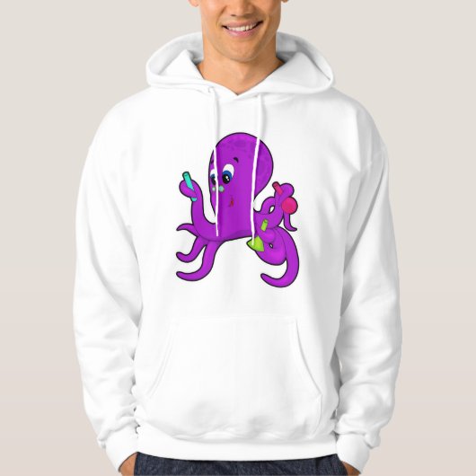 Octopus als leraar met laboratoriumuitrusting hoodie (Voorkant)