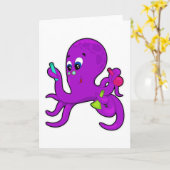 Octopus als leraar met laboratoriumuitrusting kaart (Gele Bloem)