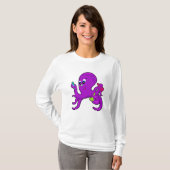 Octopus als leraar met laboratoriumuitrusting t-shirt (Voorkant volledig)