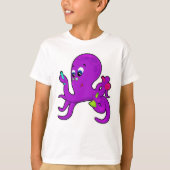 Octopus als leraar met laboratoriumuitrusting t-shirt (Voorkant)