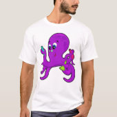 Octopus als leraar met laboratoriumuitrusting t-shirt (Voorkant)