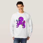 Octopus als leraar met laboratoriumuitrusting t-shirt (Voorkant volledig)