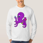 Octopus als leraar met laboratoriumuitrusting t-shirt (Voorkant)