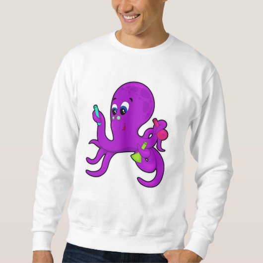 Octopus als leraar met laboratoriumuitrusting trui (Voorkant)