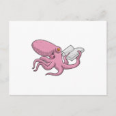 Octopus als nerd met boek briefkaart (Voorkant)