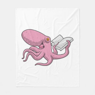 Octopus als Nerd met Boek Fleece Deken