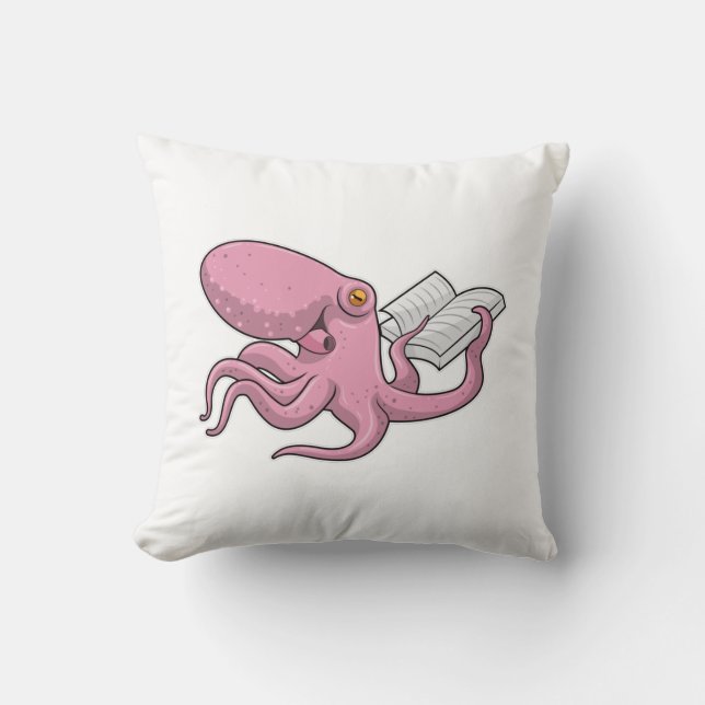 Octopus als Nerd met Boek Kussen (Voorkant)