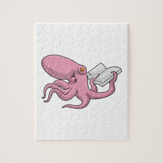 Octopus als Nerd met Boek Legpuzzel (Verticaal)