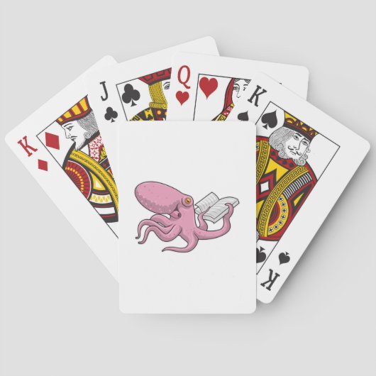 Octopus als Nerd met Boek Pokerkaarten (Achterkant)