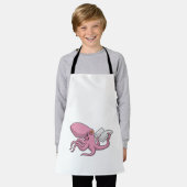 Octopus als Nerd met Boek Schort (Gedragen)