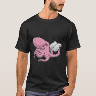 Octopus als Nerd met Boek T-shirt
