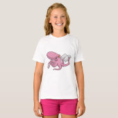 Octopus als Nerd met Boek T-shirt (Voorkant volledig)