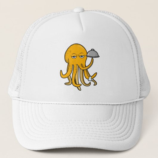 Octopus als Ober met handdoek Trucker Pet (Voorkant)