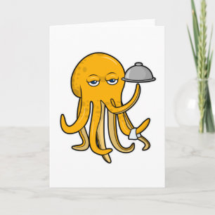 Octopus als ober met serveerdoek kaart