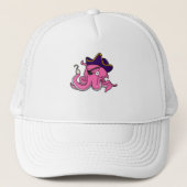Octopus als piraat met hand trucker pet (Voorkant)