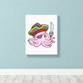 Octopus als Piraat met Saber & Eye patch Canvas Afdruk (Insitu (Houten vloer))