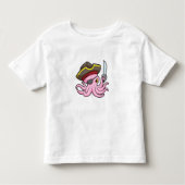 Octopus als Piraat met Saber & Eye patch Kinder Shirts (Voorkant)