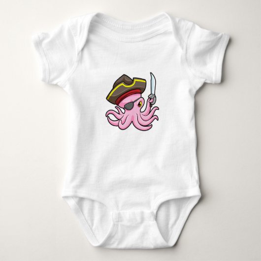 Octopus als Piraat met Saber & Eye patch Romper (Voorkant)