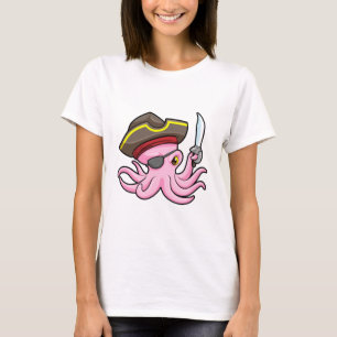 Octopus als Piraat met Saber & Eye patch T-shirt