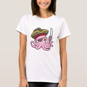 Octopus als Piraat met Saber & Eye patch T-shirt