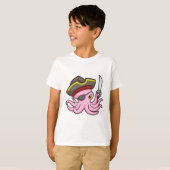 Octopus als Piraat met Saber & Eye patch T-shirt (Voorkant volledig)