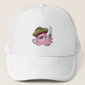 Octopus als Piraat met Saber & Eye patch Trucker Pet (Voorkant)