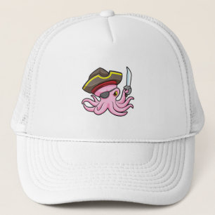 Octopus als Piraat met Saber & Eye patch Trucker Pet