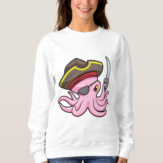 Octopus als Piraat met Saber & Eye patch Trui (Voorkant)