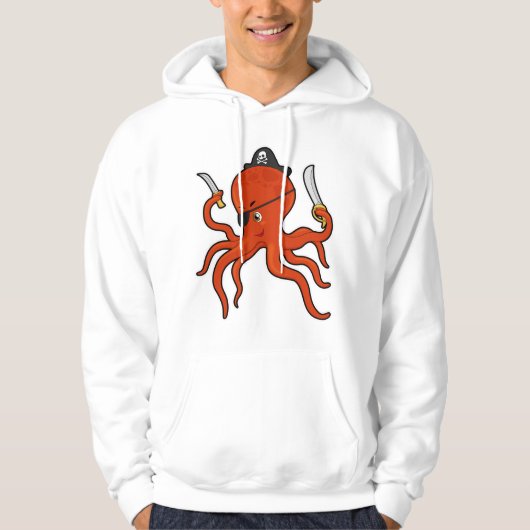 Octopus als piraat met zwaard en mes hoodie (Voorkant)
