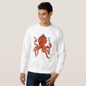 Octopus als piraat met zwaard en mes trui (Voorkant volledig)