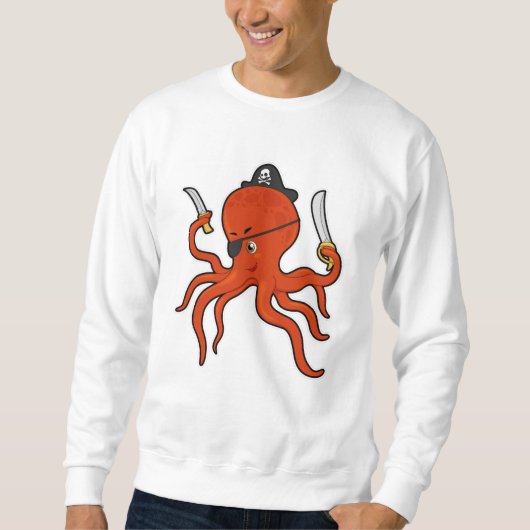 Octopus als piraat met zwaard en mes trui (Voorkant)