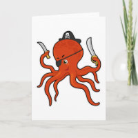 Octopus als Piraat met Zwaard & Mes