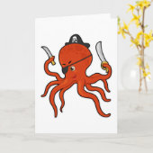Octopus als Piraat met Zwaard & Mes Kaart (Gele Bloem)