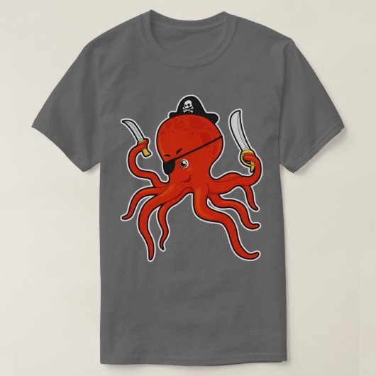 Octopus als Piraat met Zwaardmes T-shirt (Design voorkant)