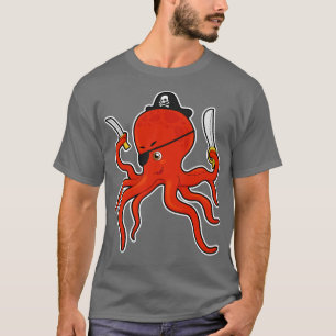 Octopus als Piraat met Zwaardmes T-shirt