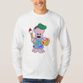 Octopus als Schilder met de borstel van de Verf T-shirt (Voorkant)