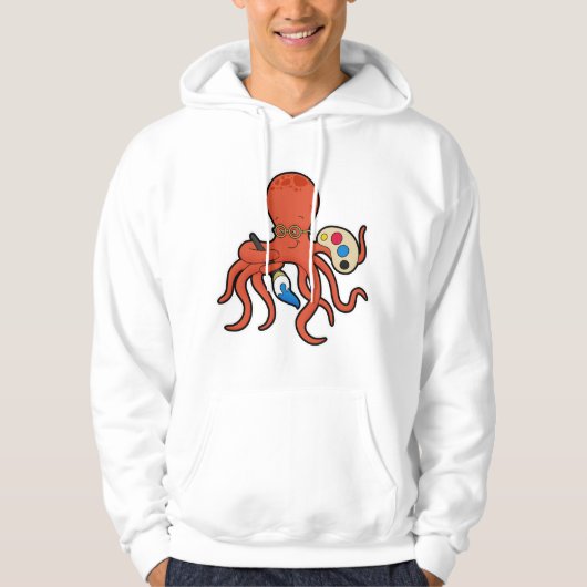 Octopus als schilder met verf en penseel hoodie (Voorkant)