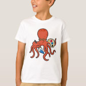 Octopus als schilder met verf en penseel t-shirt (Voorkant)