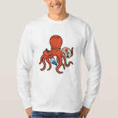 Octopus als schilder met verf en penseel t-shirt (Voorkant)