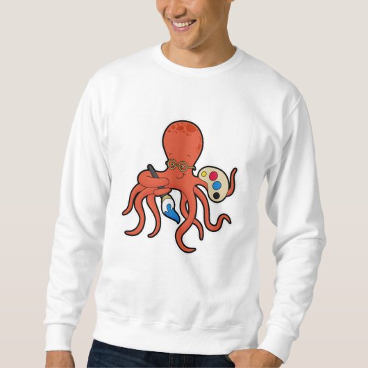 Octopus als schilder met verf en penseel trui (Voorkant)