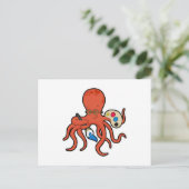 Octopus als Schilder met Verf & Kwast Briefkaart (Staand voorkant)