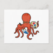 Octopus als Schilder met Verf & Kwast Briefkaart (Voorkant)