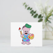 Octopus als Schilder met verfkwast Briefkaart (Staand voorkant)