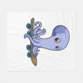 Octopus als Skater met Skateboard Fleece Deken (Voorkant (Horizontaal))