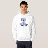 Octopus als Skater met Skateboard Hoodie (Voorkant volledig)